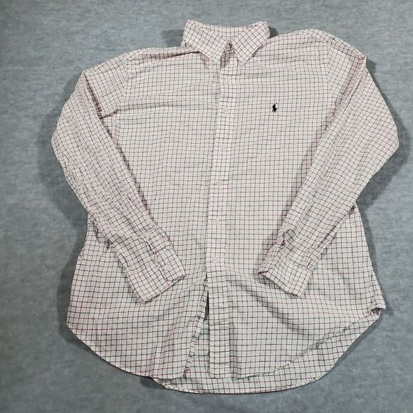 Ralph Lauren Shirt Mens XL Brown Red Check Classic Workwear Collared Button Down - Picture 1 of 8